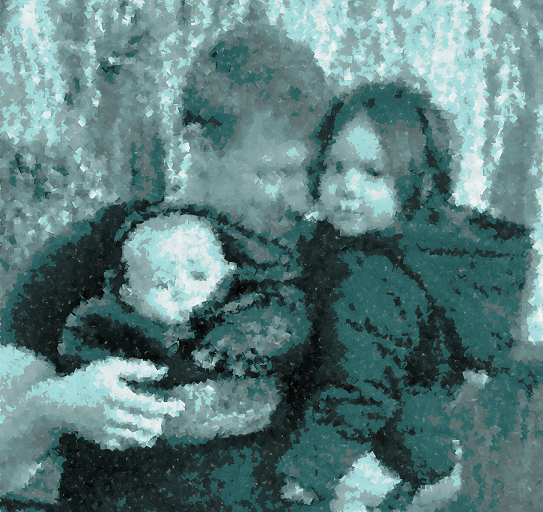 Distorted image of kids