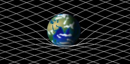 Artist's impression of Earth causing a warp in the fabric of spacetime, that is, demonstrating gravity.