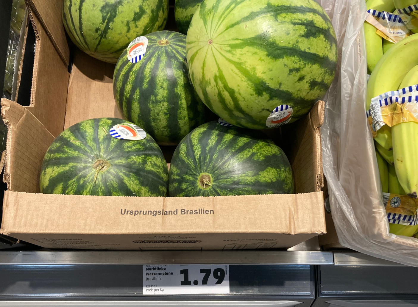 Photo of watermelon price at 1 Euro 79 cents.